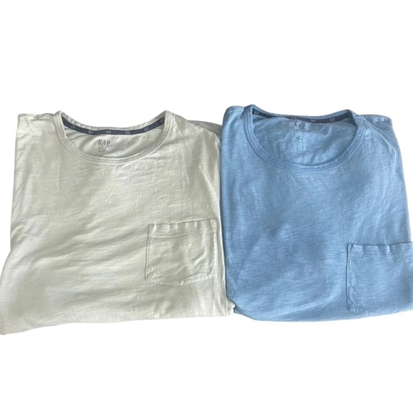 GAP Men's Tee-Shirt Crew Neck Short Sleeve Chest Pocket Lot Of 2 Sz XL Blue Sage - Picture 1 of 5